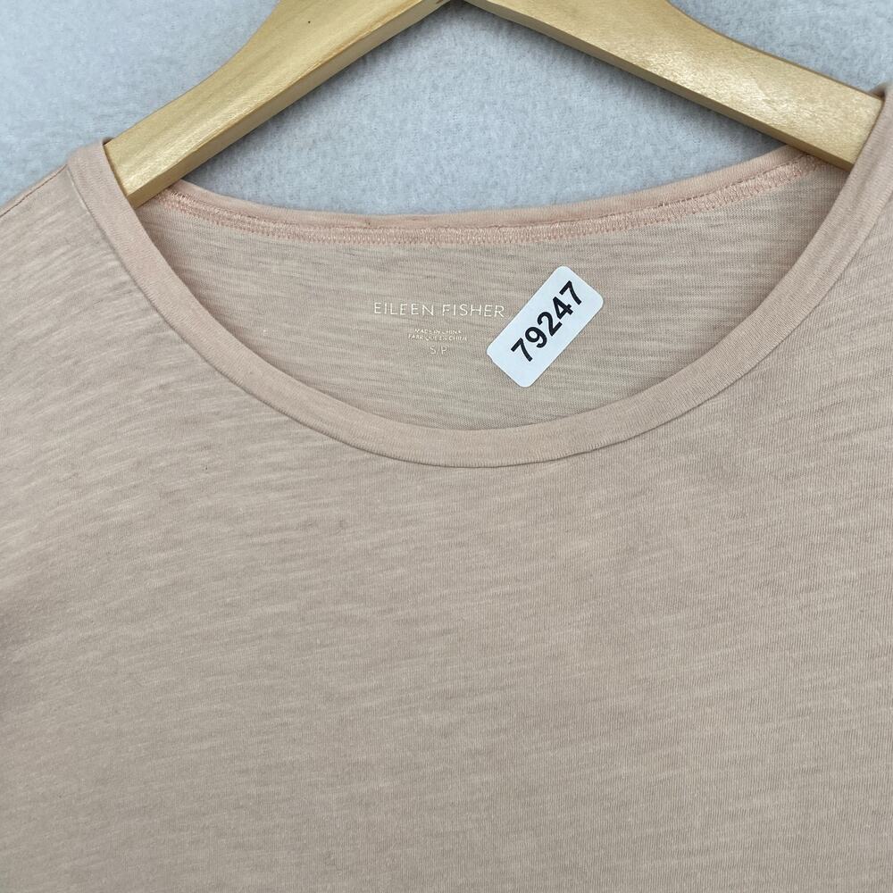 EILEEN FISHER Top S Slub Organic Cotton Jersey Crewneck Short Sleeve Peach Pink - Picture 11 of 11
